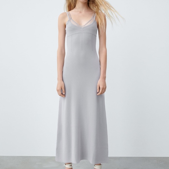 Zara Dresses | Combination Knit Dress | Color: Gray | Size: L | Ikupriianets's Closet